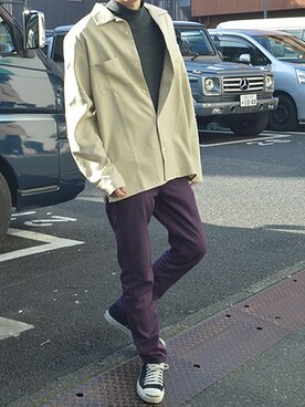 「CONVERSE（コンバース）のCONVERSE コンバース ジャック パーセル / JACK PURCEL（スニーカー）」を使った、ROOPTOKYO　TO-YOさん（メンズ・175cm）の冬コーディネート