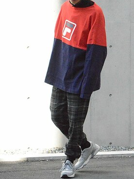 「FILA（フィラ）のアイテム（スウェット）」を使った、ROOPTOKYO　TO-YOさん（メンズ・175cm）の春コーディネート