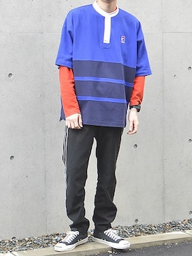 「FILA（フィラ）のアイテム（トップス）」を使った、ROOPTOKYO　TO-YOさん（メンズ・175cm）の春コーディネート
