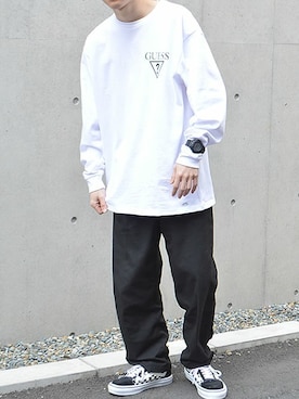 「VANS（バンズ）のVANS ヴァンズ  OLD SKOOL DX オールドスクール DX V36CL+ BLK/WHT CHECK（スニーカー）」を使った、ROOPTOKYO　TO-YOさん（メンズ・175cm）の春コーディネート