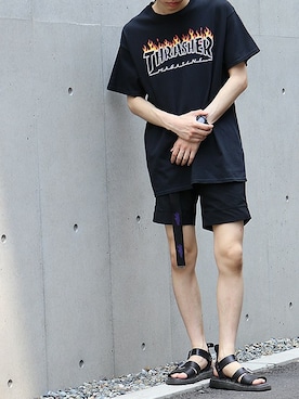 「THRASHER（スラッシャー）のアイテム」を使った、ROOPTOKYO　TO-YOさん（メンズ・175cm）の夏コーディネート
