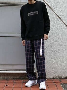 「WILD THINGS（ワイルドシングス）のアイテム（スウェット）」を使った、ROOPTOKYO　TO-YOさん（メンズ・175cm）の秋コーディネート
