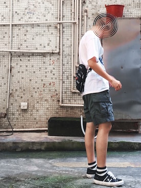 「fragment design（フラグメントデザイン）のアイテム（Tシャツ/カットソー）」を使った、21zhangさん（メンズ・165cm）の夏コーディネート