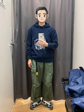 「通勤穿搭」｜「アイテム（パーカー）」を使った、21zhangさん（メンズ・165cm）の冬コーディネート