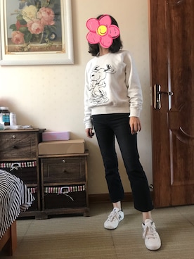 「Mo&Co.（モーアンドコー）のアイテム（パンツ）」を使った、罗小川77さん（レディース・160cm）の秋コーディネート