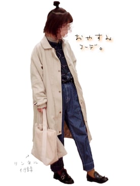「ボーイッシュ」｜「アイテム（ステンカラーコート）」を使った、ふじあゆ٩( ᐖ )۶さん（レディース・148cm）の秋コーディネート