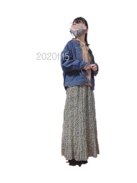 「テチチ(Te chichi)」｜「アイテム（デニムジャケット）」を使った、ふじあゆ٩( ᐖ )۶さん（レディース・149cm）の秋コーディネート