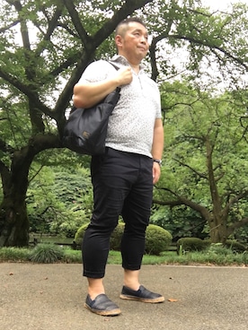 「ポチャメン」｜「アイテム（スリッポン）」を使った、HIROFUMIさん（メンズ・166cm）の夏コーディネート