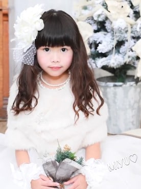 「アイテム（バレッタ/ヘアクリップ）」を使った、miyuさん（キッズ・120cm）の冬コーディネート