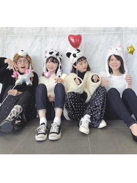 「友達」｜「アイテム（その他）」を使った、ひーこさん（レディース・154cm）の秋コーディネート