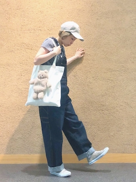 「PAR ICI（パーリッシィ）のアイテム（帽子）」を使った、ひーこさん（レディース・154cm）の春コーディネート