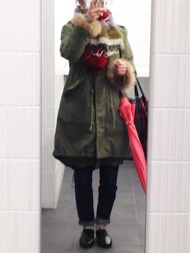 「ADAM ET ROPE'（アダムエロペ）のアイテム（モッズコート）」を使った、m-aさん（レディース・155cm）の冬コーディネート