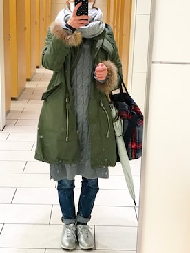 「ADAM ET ROPE'（アダムエロペ）のアイテム（モッズコート）」を使った、m-aさん（レディース・155cm）の冬コーディネート