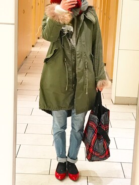 「ADAM ET ROPE'（アダムエロペ）のアイテム（モッズコート）」を使った、m-aさん（レディース・155cm）の春コーディネート