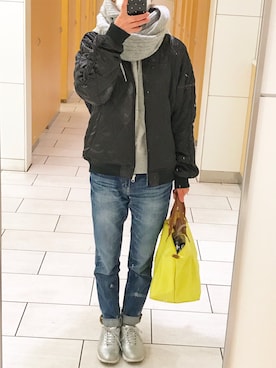 「JOURNAL STANDARD relume（ジャーナルスタンダード　レリューム）のアイテム（スタジャン）」を使った、m-aさん（レディース・155cm）の春コーディネート