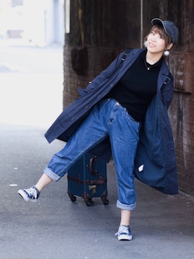 「RETRO GIRL（レトロガール）のアイテム（ナイロンジャケット）」を使った、これのぶ ゆうさん（レディース・157cm）の秋コーディネート