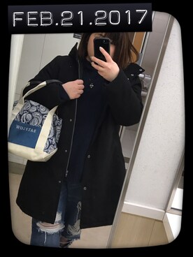 「PUNYUS（プニュズ）のアイテム（ピーコート）」を使った、mkさん（レディース・157cm）の冬コーディネート