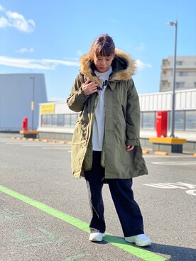 「AVIREX（アヴィレックス）のアイテム（モッズコート）」を使った、Akaneさん（レディース・155cm）の秋コーディネート