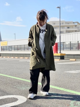 「AVIREX（アヴィレックス）のアイテム（モッズコート）」を使った、Akaneさん（レディース・155cm）の秋コーディネート