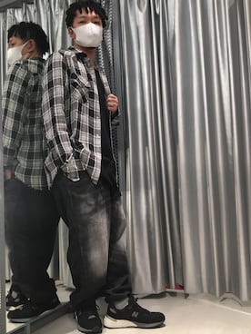 「DIESEL（ディーゼル）のメンズ シャツ ウエスタンシャツ チェック（シャツ/ブラウス、ブラック系）」を使った、HALさん（メンズ・168cm）の秋コーディネート