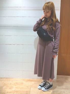 「Samansa Mos2 blue（サマンサモスモスブルー）のアイテム（ボディバッグ/ウエストポーチ）」を使った、kanakoさん（レディース・158cm）の秋コーディネート