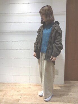 「Samansa Mos2 blue（サマンサモスモスブルー）のアイテム（その他アウター）」を使った、kanakoさん（レディース・158cm）の冬コーディネート