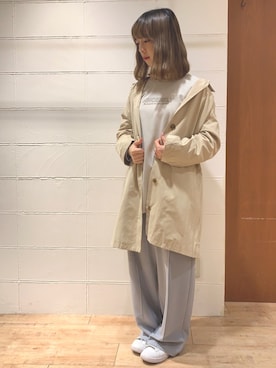 「Samansa Mos2 blue（サマンサモスモスブルー）のアイテム（ステンカラーコート）」を使った、kanakoさん（レディース・158cm）の春コーディネート