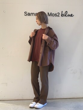「Samansa Mos2 blue（サマンサモスモスブルー）のアイテム（その他アウター）」を使った、kanakoさん（レディース・158cm）の秋コーディネート