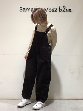 「Samansa Mos2 blue（サマンサモスモスブルー）のアイテム（オールインワン・サロペット）」を使った、kanakoさん（レディース・158cm）の秋コーディネート