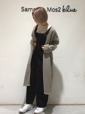 「Samansa Mos2 blue（サマンサモスモスブルー）のアイテム（オールインワン・サロペット）」を使った、kanakoさん（レディース・158cm）の秋コーディネート