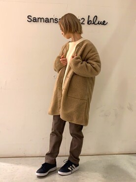 「Samansa Mos2 blue（サマンサモスモスブルー）のアイテム（その他アウター）」を使った、kanakoさん（レディース・158cm）の冬コーディネート