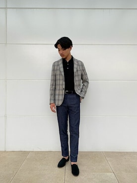 「アイテム（スリッポン）」を使った、澤村さん（メンズ・174cm）の夏コーディネート