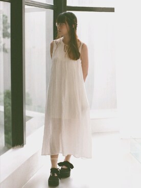 「oversize」｜「アイテム（ジャンパースカート）」を使った、Sabrina Sabrinaさん（レディース・160cm）の夏コーディネート