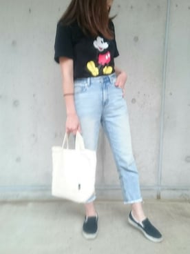 「ミッキーT」｜「アイテム（スリッポン）」を使った、Ka-naさん（レディース・157cm）の春コーディネート