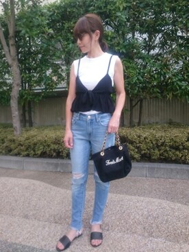 「SFW（エスエフダブリュー）のアイテム（サンダル）」を使った、Ka-naさん（レディース・157cm）の夏コーディネート