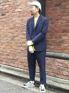 「SHIPS JET BLUE（シップスジェットブルー）のアイテム（テーラードジャケット）」を使った、佐藤さん（メンズ・172cm）の春コーディネート