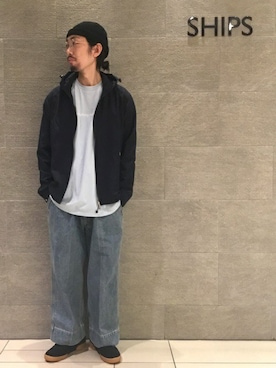 「シップス」｜「アイテム（ブルゾン）」を使った、佐藤さん（メンズ・172cm）の春コーディネート