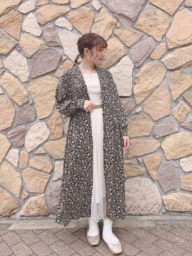 「ガウン」｜「アイテム（バレエシューズ）」を使った、やまざきさん（レディース・149cm）の春コーディネート