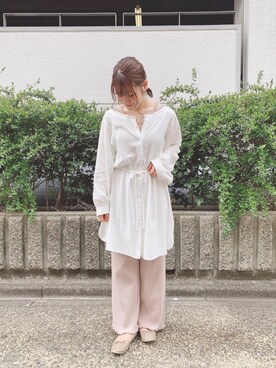 「Crisp（クリスプ）のアイテム（チュニック）」を使った、やまざきさん（レディース・149cm）の春コーディネート