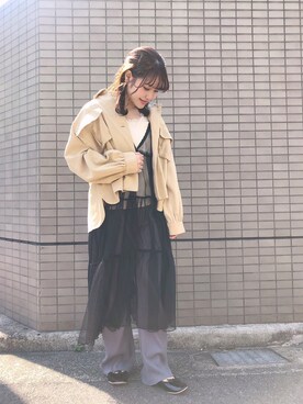 「Crisp（クリスプ）のアイテム（ミリタリージャケット）」を使った、やまざきさん（レディース・149cm）の春コーディネート
