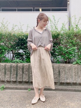 「ワッシャースカート」｜「アイテム（その他）」を使った、やまざきさん（レディース・149cm）の夏コーディネート