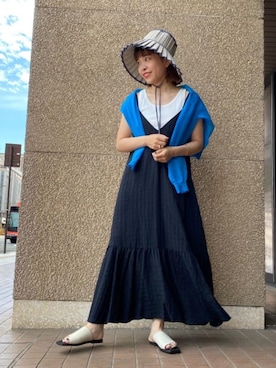 「RECOMMEND  ITEM STYLING」｜「アイテム（帽子）」を使った、川添（kawazoe）さん（レディース・158cm）の夏コーディネート
