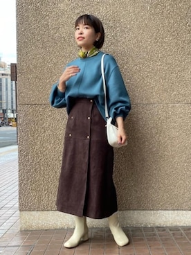 「Tシャツ/カットソー」｜「アイテム（財布/小物）」を使った、川添（kawazoe）さん（レディース・158cm）の秋コーディネート