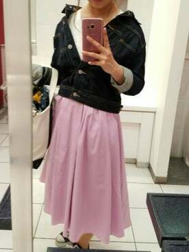「le.coeur blanc（ルクールブラン）のアイテム（スカート、ピンク系）」を使った、ayukaさん（レディース・155cm）の春コーディネート