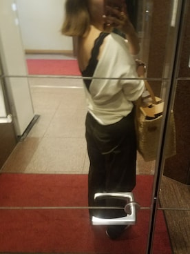 「BEAUTY&YOUTH UNITED ARROWS（ビューティーアンドユースユナイテッドアローズ）の＜6(ROKU)＞THERMAL BACK TWIST PULLOVER/ｻｰﾏﾙ（Tシャツ/カットソー、ホワイト系）」を使った、ayukaさん（レディース・155cm）の夏コーディネート