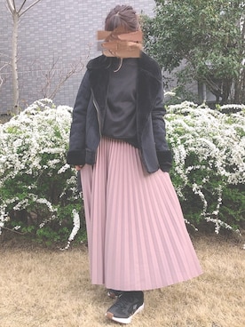 「GRL」｜「アイテム（ライダースジャケット）」を使った、ma❤︎さん（レディース・154cm）の春コーディネート