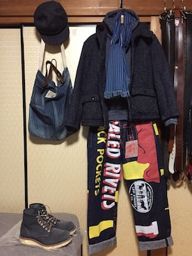 「BROWN'S BEACH JACKET（ブラウンズビーチジャケット）のアイテム（帽子）」を使った、Koji Shoさん（メンズ・165cm）の春コーディネート