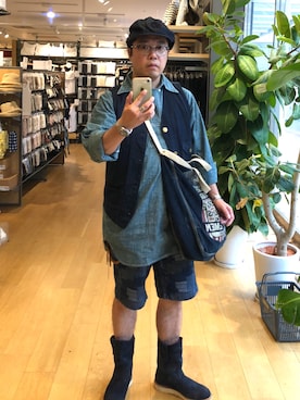 「RRL（ダブル アール エル）のアイテム（バッグ）」を使った、Koji Shoさん（メンズ・165cm）の秋コーディネート