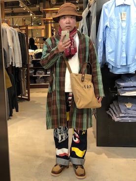 「RRL（ダブル アール エル）のアイテム（バッグ）」を使った、Koji Shoさん（メンズ・165cm）の秋コーディネート