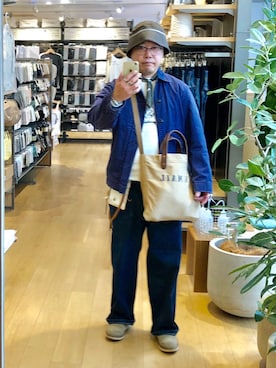 「RRL（ダブル アール エル）のアイテム（バッグ）」を使った、Koji Shoさん（メンズ・165cm）の冬コーディネート